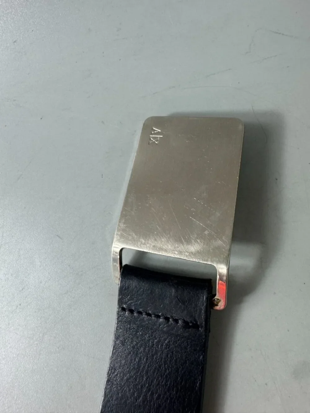 Armani Exchange Black Leather Belt, Size 28